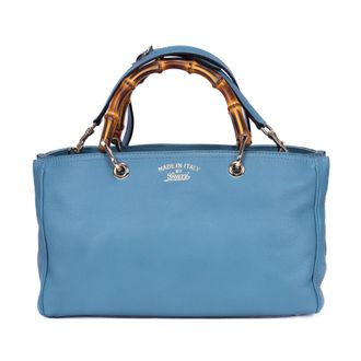 Gucci Pre-owned Womens Bamboo Tote Handbag - Blue - One Size