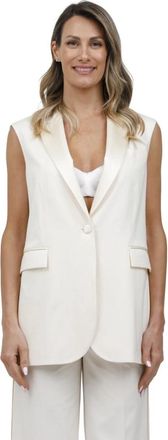 Circolo 1901 Licht Jersey Katoenen Vest - Dames - Gillet - Wit - M - Katoen - Kostuums
