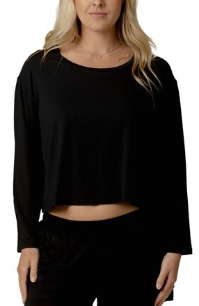 Kindred Bravely Aria Casual Long Sleeve Cropped Top in Black at Nordstrom, Size X-Large