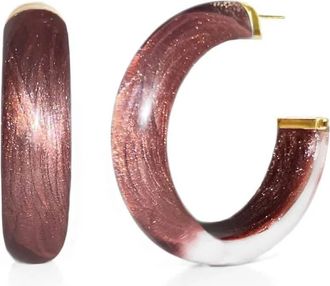 Gold & Honey Small Illusion Lucite Hoop Earrings In Neutrals In Cocoa