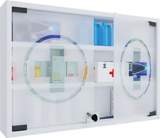 VCM Gabinete M&eacute;dico Vcm Dimensiones Aprox. Al. 40 X An. 60 X P. 10 Cm Armario De Farmacia Bloqueable Colgante Gabinete Farmac&eacute;utico - Hustila M (blanco)