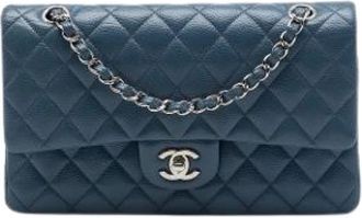 Chanel Pre-owned Double Flap Shoulder Bag - Dames - Vintage Schoudertas - Blauw - ONE Size - Leer - Vintage