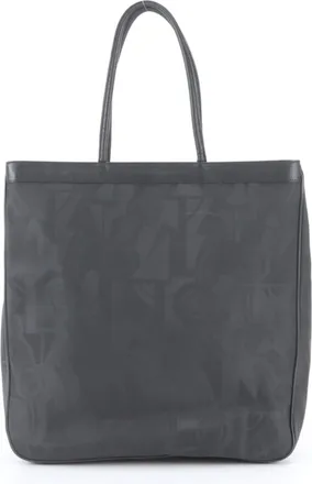 Ferragamo Black Leather Nylon Shoulder Bag Tote Bag (Pre-Owned)