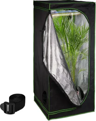 Relaxdays Relaxdays - Armario Cultivo Indoor, Carpa Invernadero Interior, Plantas Y Hierbas, Opaco, 180 X 80 X 80 Cm, Negro Y Verde