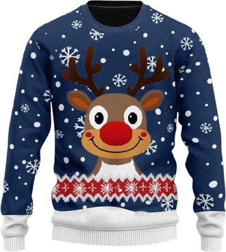 Generic Christmas Jumper Mens Funny Christmas Jumper Mens Ugly Christmas Jumper with Reindeer Pattern Ugly Christmas Sweater Christmas Long Sleeve Xmas Winter