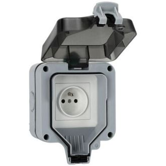 OEM Caja De Enchufe Exterior, Enchufe Franc&eacute;s, 16a - Gris