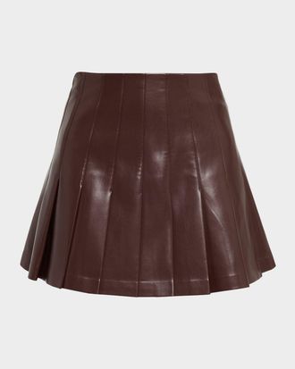Alice & Olivia Carter Pleated Vegan Leather Mini Skirt