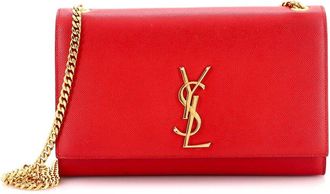 Saint Laurent Red Grainy Leather Classic Monogram Crossbody Medium (Authentic Pre-Loved)