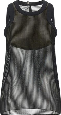sacai Tops, Dames, Zwart, S, Chiffon, Pliss&eacute; Semi-Transparante Chiffon Top