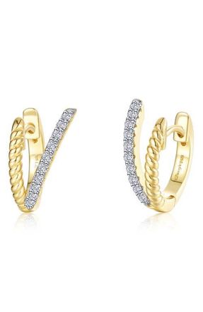Lafonn Eternal Weave Pav&eacute; Simulated Diamond Huggie Hoop Earrings in Gold at Nordstrom