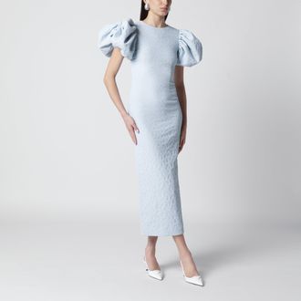Rotate Abito midi jacquard a palloncino azzurro
