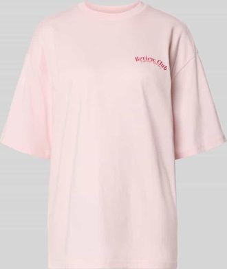 Review Oversized T-Shirt mit Statement-Print in Rose, Gr&ouml;&szlig;e XL