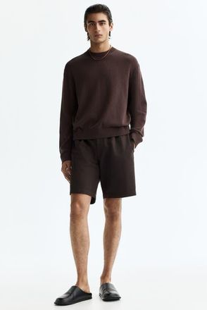 H&M Relaxed Fit Linen-blend Shorts in Dark Brown at Nordstrom, Size X-Large