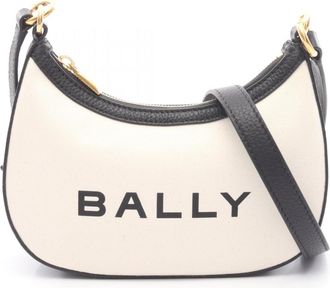 Bally ivory Canvas Leather Shoulder Bag (Pre-Owned)