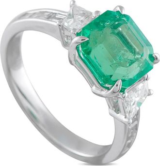 Luxury Bazaar Anello in platino con smeraldo e diamanti - Argento