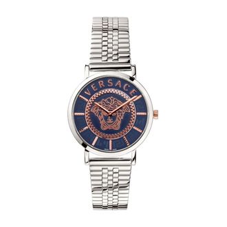 Versace Essential Blauw Zilver Horloge - Dames - Horloges - Grijs - ONE Size - Accessoires