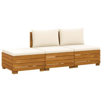 vidaXL Conjunto De Sof&aacute;s De Exterior Con Coj&iacute;n 3 Pieza Marr&oacute;n Vidaxl