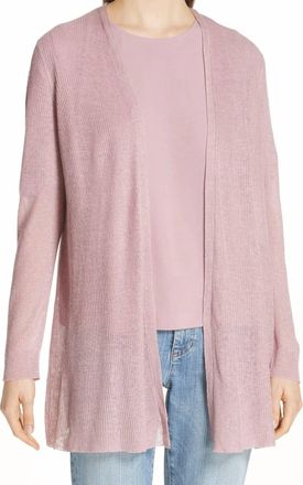 Eileen Fisher Open Front Long Cardigan In Rose Quartz