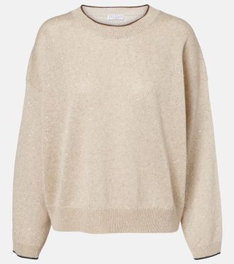 Brunello Cucinelli Pullover in misto lino con paillettes