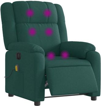 vidaXL Sill&oacute;n Reclinable De Masaje El&eacute;ctrico Tela Verde Oscuro Vidaxl