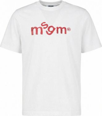 Msgm White Logo T-Shirt