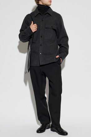Jil Sander Wool Shirt With Pockets, Mens, Grey