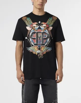 Philipp Plein Round Neck T-Shirt Eagle Tattoo Men in Black at Nordstrom, Size Xxx-Large