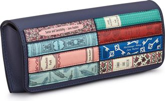 Yoshi Jane Austen Bookworm Leather Glasses Case, Sunglasses Case, Flap Over, Navy Leather by Yoshi,Y4308 LBR JA 6