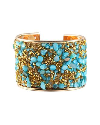 Liv Oliver 18K Plated 18.75 Ct. Tw. Turquoise Cuff Bracelet