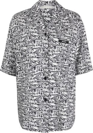 Palm Angels palm tree-print shirt - women - Cotton/Polyester - 42 - White