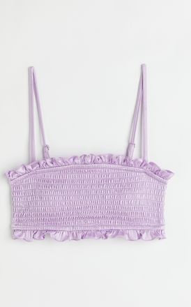 H&M Gesmoktes Bandeau-Bikinitop - Purple