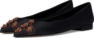 Birdies Vesper Suede Flat Womens Shoes Black Jeweled Silk : 5.5 M