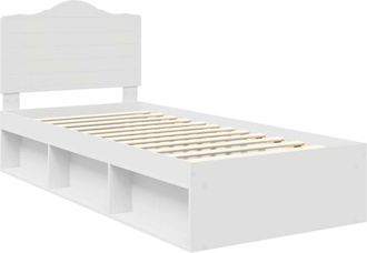 vidaXL Bed Frame with Headboard White 75 x 190 cm Solid Pine Wood vidaXL