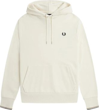 Fred Perry Hooded sweatshirt met tipping - Heren - Hoodies - Beige - 2XL - Katoen - Hoodies & sweatvesten