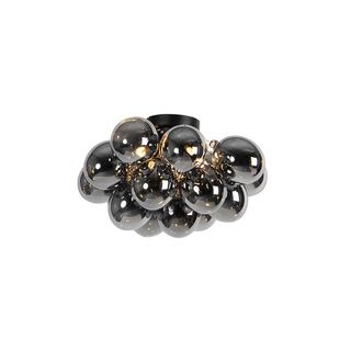 QAZQA Qazqa - Art D&eacute;co Plaf&oacute;n Inteligente Negro Con Cristal Ahumado Con 4 Bombillas G9 Wifi - Uvas Vidrio /acero Esfera Adecuado Para Led Max. 4 X 2.5 Watt