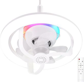 OEM Ventilador De Techo Led De 50 W Con Mando A Distancia, Casquillo E27, Cabezal Giratorio Rgb, Difusor De Aceites Esenciales, Luz Nocturna Regulable, Di
