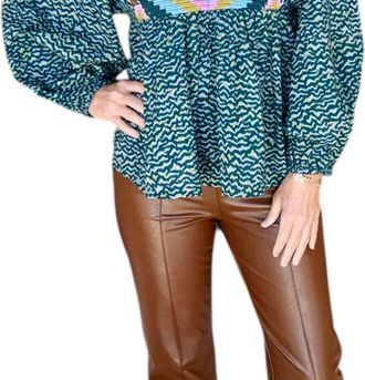 Oliphant Mandarin Balloon Top In Navy