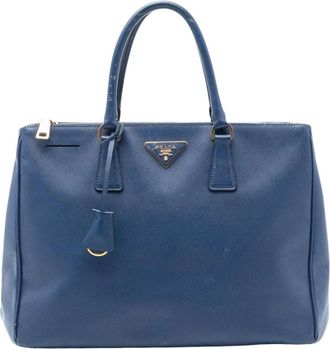 Prada Pre-owned Gestructureerde Leren Tote - Dames - Vintage Shopper - Blauw - ONE Size - Leer - Vintage