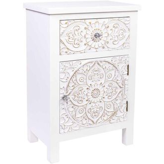 Wanderlust Deco Mesita De Madera De 1 Cajon Y 1 Puerta 47x30x70