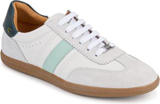 Jones Bootmaker Womens Artea Leather Trainers - White/Green - Size UK 8