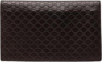 Gucci Pre-owned Portemonnee van Leer met Reli&euml;f - Dames - Vintage Accessoires - Bruin - ONE Size - Leer - Vintage