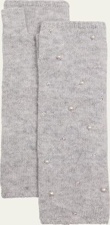 Carolyn Rowan Embellished Long Fingerless Cashmere Gloves