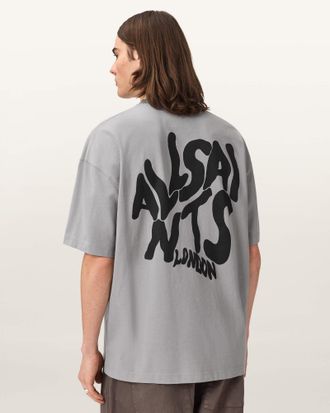 AllSaints Cotton Orlando Logo Print Oversized T-Shirt, Size: XXL