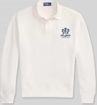 Polo Ralph Lauren Regular Fit Sweatshirt mit Polokragen in Weiss, Gr&ouml;&szlig;e XXL