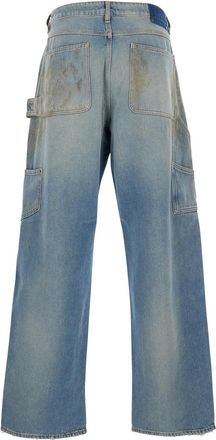 Golden Goose Mens Light Blue Jeans With Ripped Details Cotton