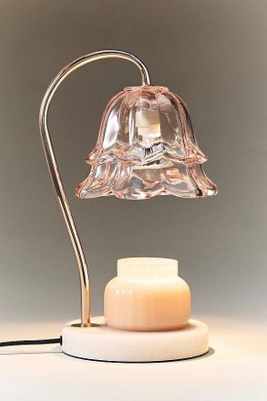 Anthropologie Pink Glass Candle Warmer Lamp