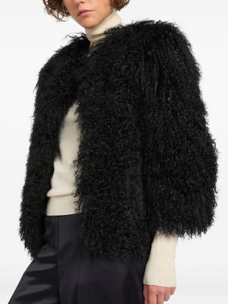 Yves Salomon shearling jacket - women - Lamb Shearling/Organic Silk - 36 - Black