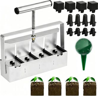 No Brand Herramienta Manual Para Apisonar Tierra, 5 X 5 Cm, Accesorio De Plantaci&oacute;n Para Bloques De Semillero, Para Jardines, Macetas Y Plantas De Exterior