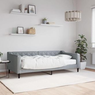 vidaXL Sof&aacute; Cama Con Colch&oacute;n Tela Gris Claro 90x190 Cm Vidaxl