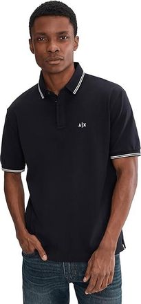 A|X Armani Exchange Double Tipped Buttoned Up Polo Shirt Mens Clothing Deep Navy : 2XL, Cotton/Elastane